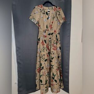 Anthropologie Cream Flutter Sleeve Maxi Dress